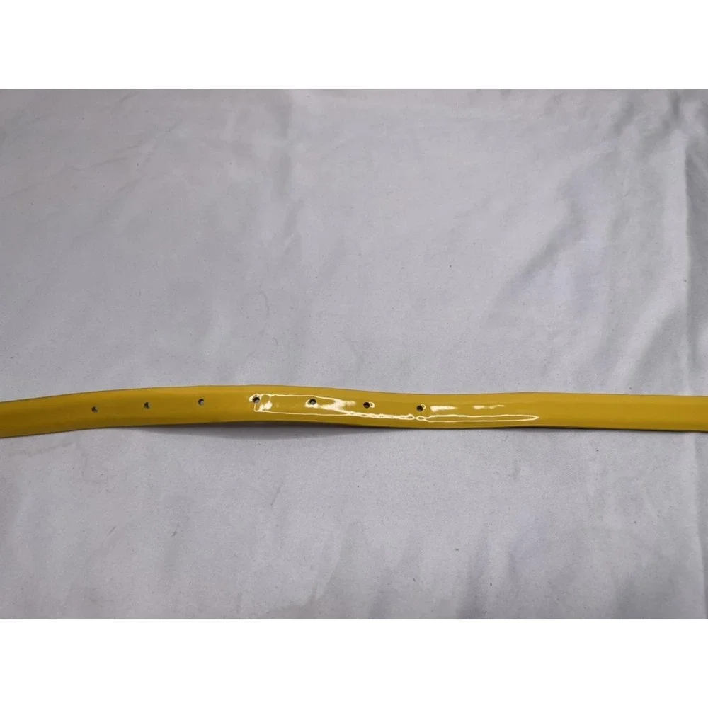 J Crew Yellow Patent Leather Belt 36" Inches Thin Dainty Bold Statement Accent - Picture 9 of 9